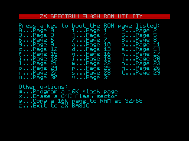 Flash utility menu