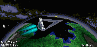 Viper 2 sillhouetted
against Mars