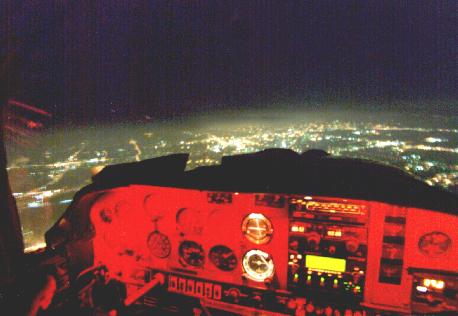 Houston at night 
approaching the scud